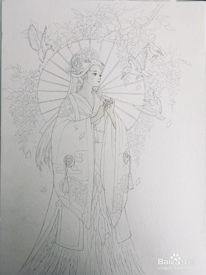 手绘古风人物教程图解,看古风手绘美女如何上色