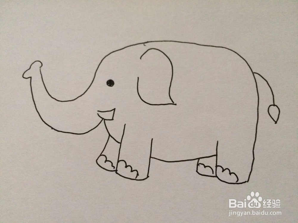 可爱大象的简笔画方法