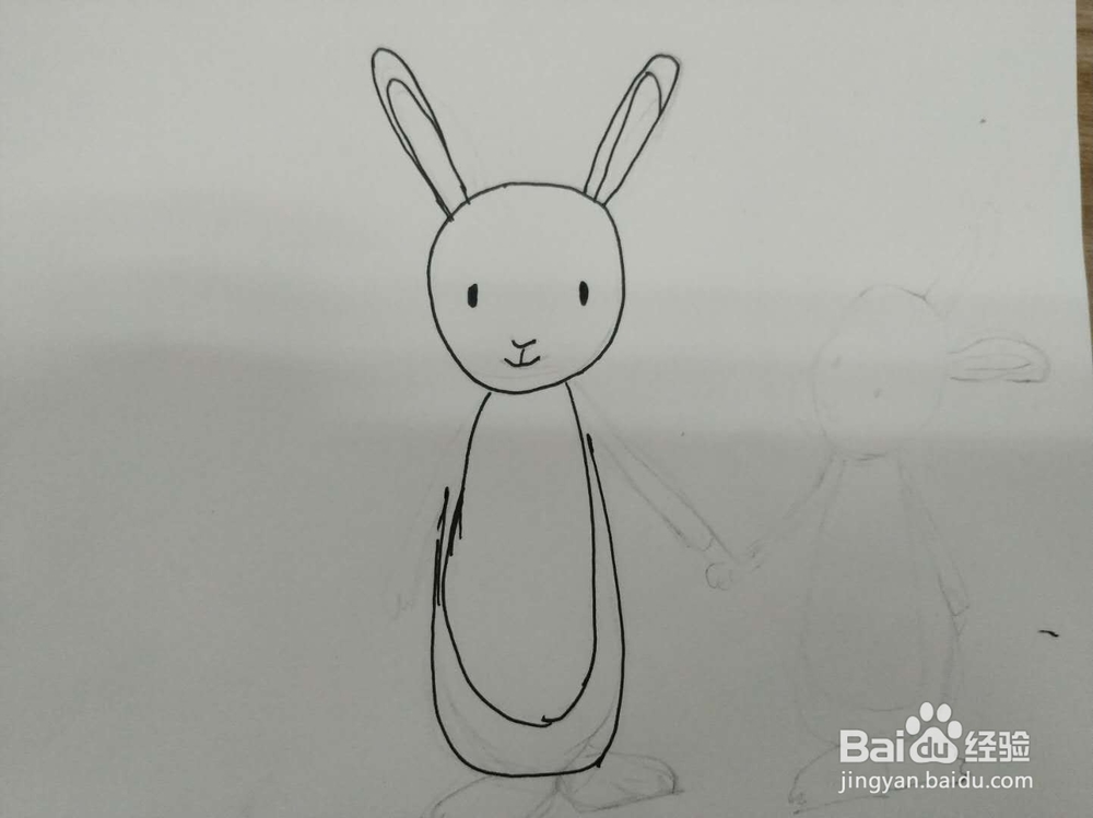两只小兔子简笔画的画法-怎么画小兔子手拉手