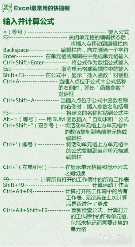 Excel 快捷键大全，值得收藏