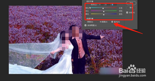 PS调出草地婚片柔美的蓝紫色