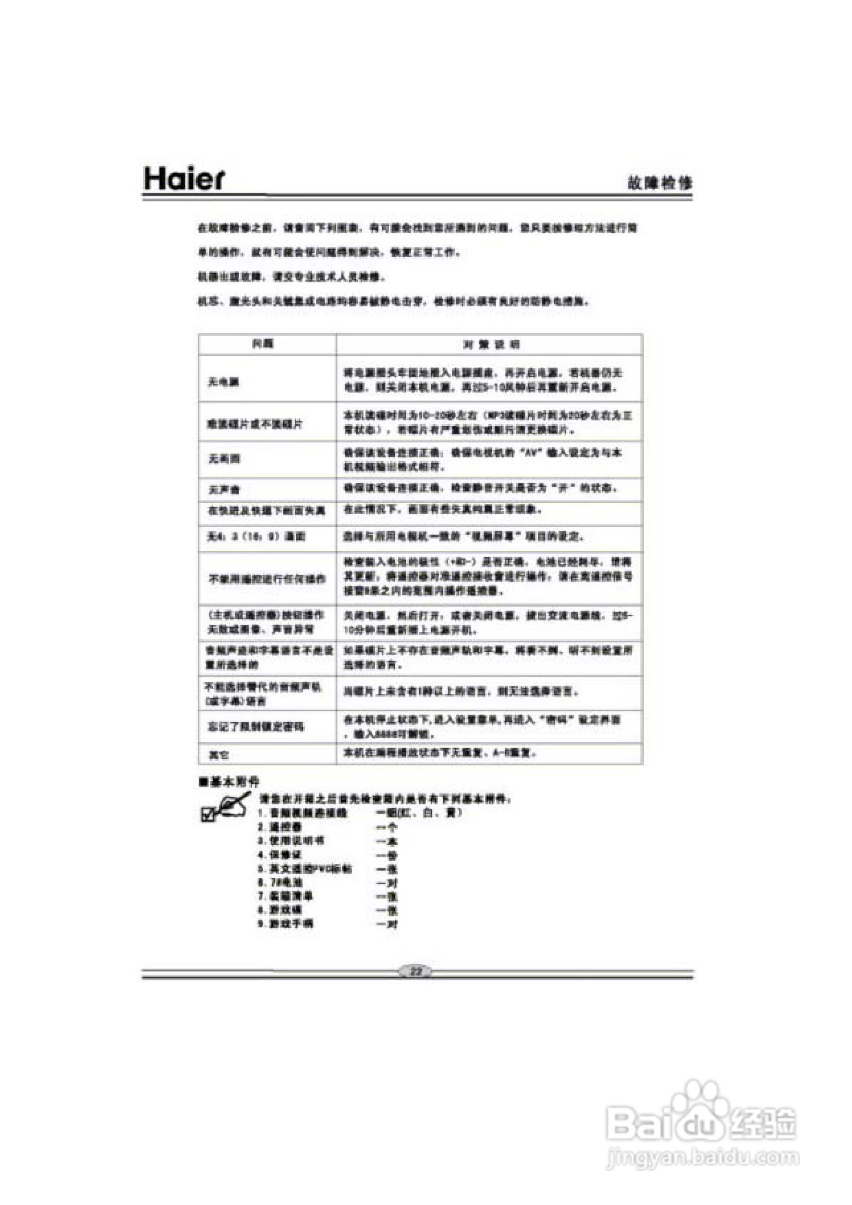 海尔DVD-H622G影碟机使用说明书:[2]