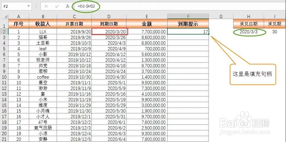 Excel：银行承兑到期自动提醒