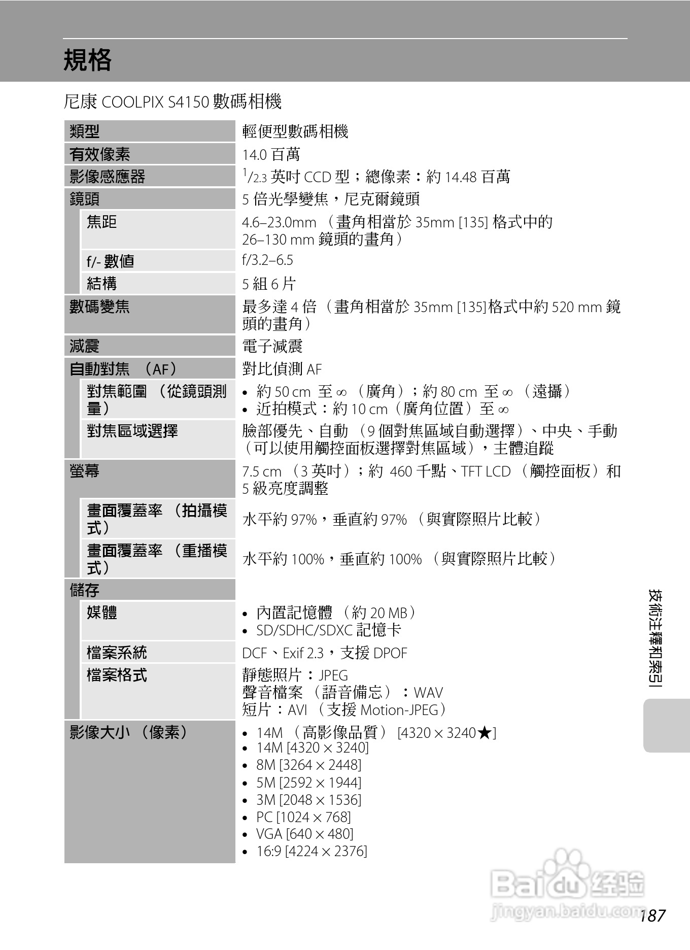 尼康COOLPIX S4150数码相机使用说明书:[20]