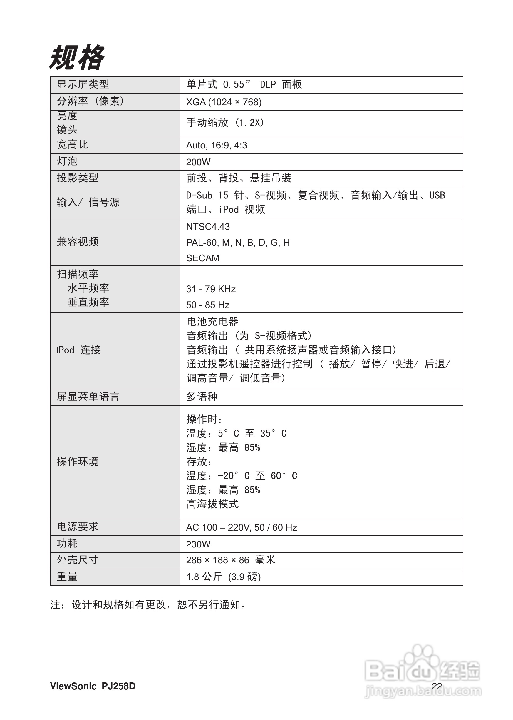 优派PJ258D投影机使用说明书:[3]