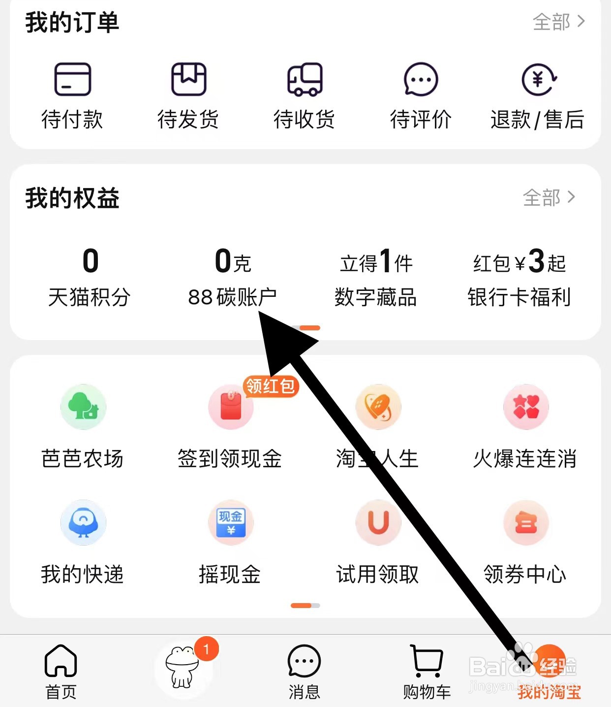 淘宝如何查看88碳账户