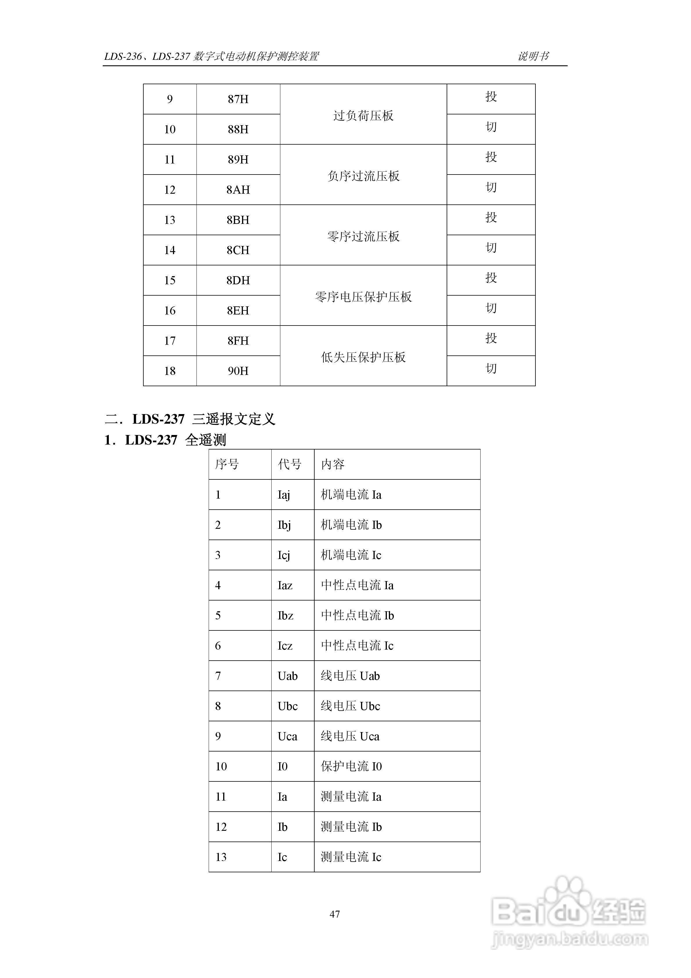 LDS-236/237 数字式电动机保护测控装置说明书:[6]
