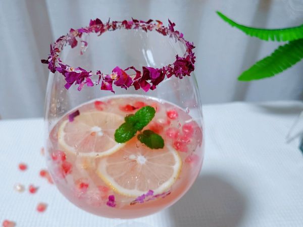 秋季落日红石榴气泡水