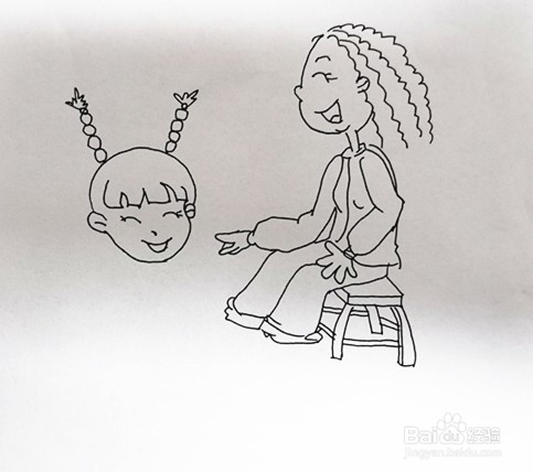 帮奶奶洗脚简笔画