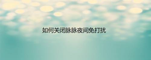 如何关闭脉脉夜间免打扰