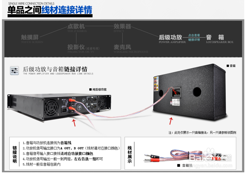 沸斯/FROSS卡拉OK点歌音响系统线材连接