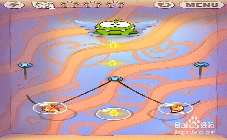 手机游戏割绳子level5-1、level5-2三星攻略
