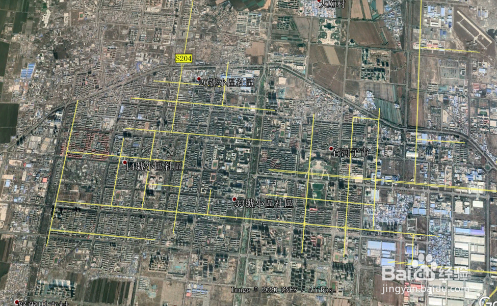 使用谷歌地图俯瞰石河子市