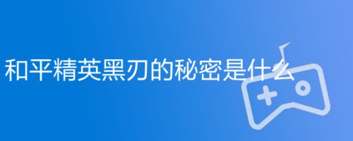和平精英黑刃的秘密是什么