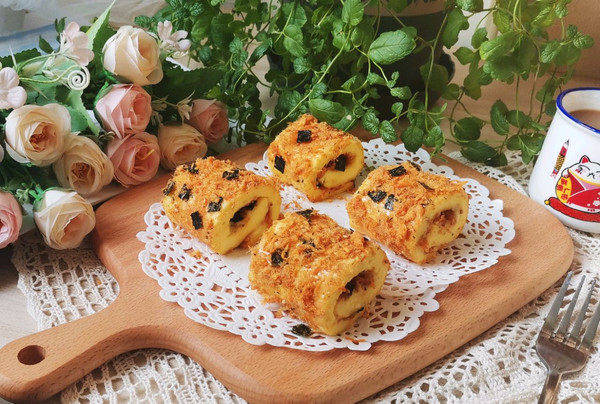 平底锅肉松蛋糕卷