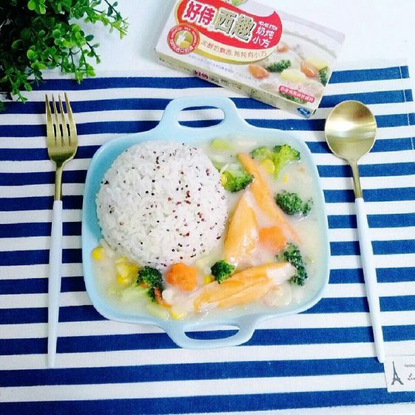 奶香芦笋雪蟹柳烩饭