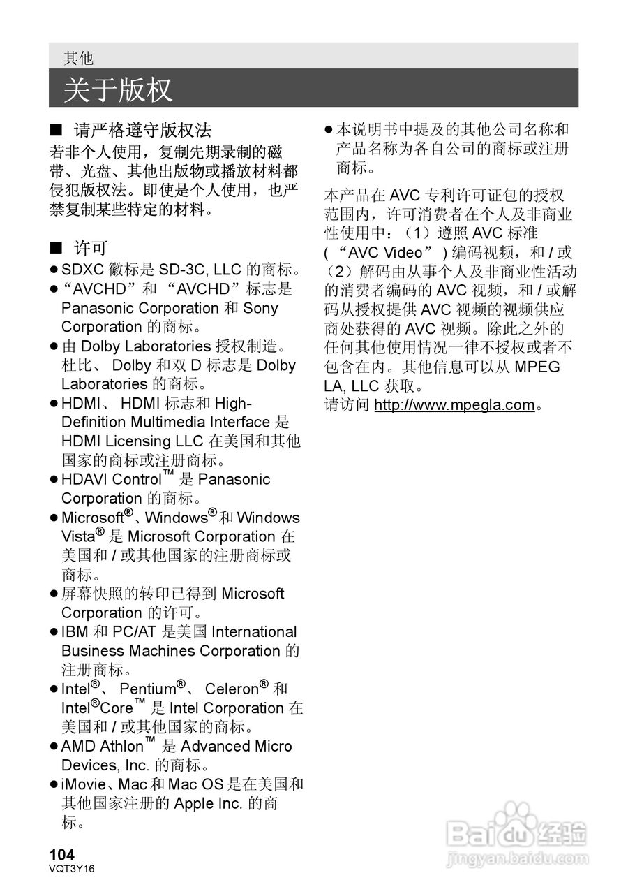 松下HC-V100MGK高清摄像机使用说明书:[11]