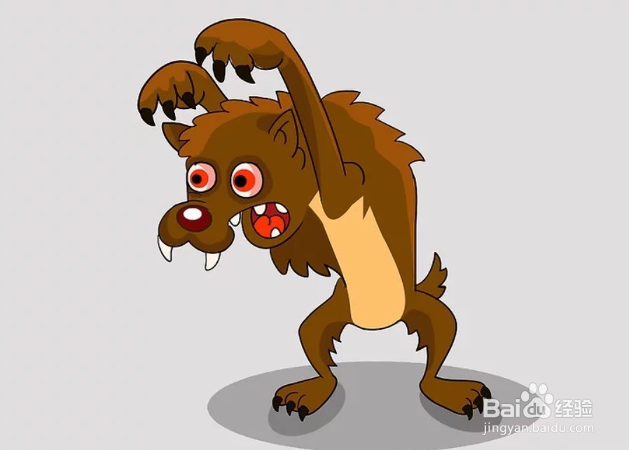 如何画卡通狼人?