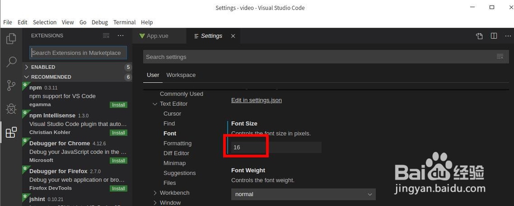 ubuntu vscode字体设置