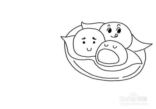 第三步,接着给青团画上可爱的表情.