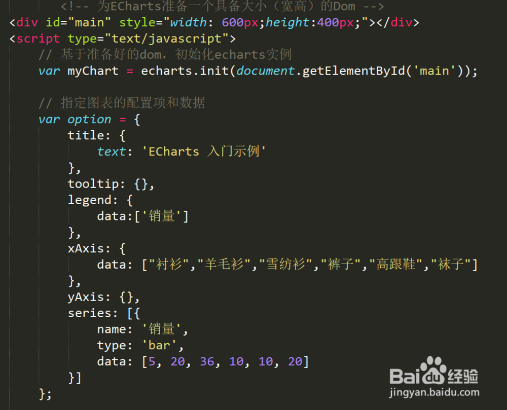 Echarts制作图表如何放到页面中