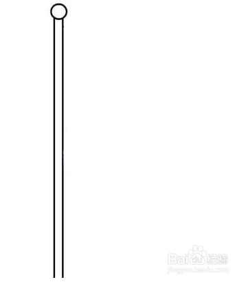 用直线画出旗杆在顶端画一个圆.