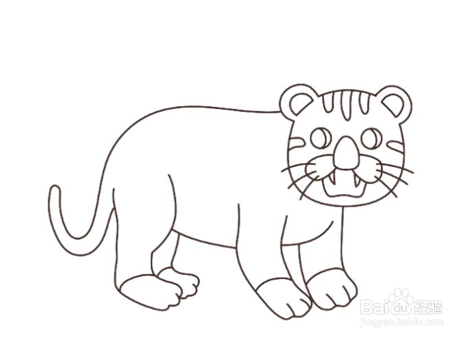 如何画卡通老虎的简笔画
