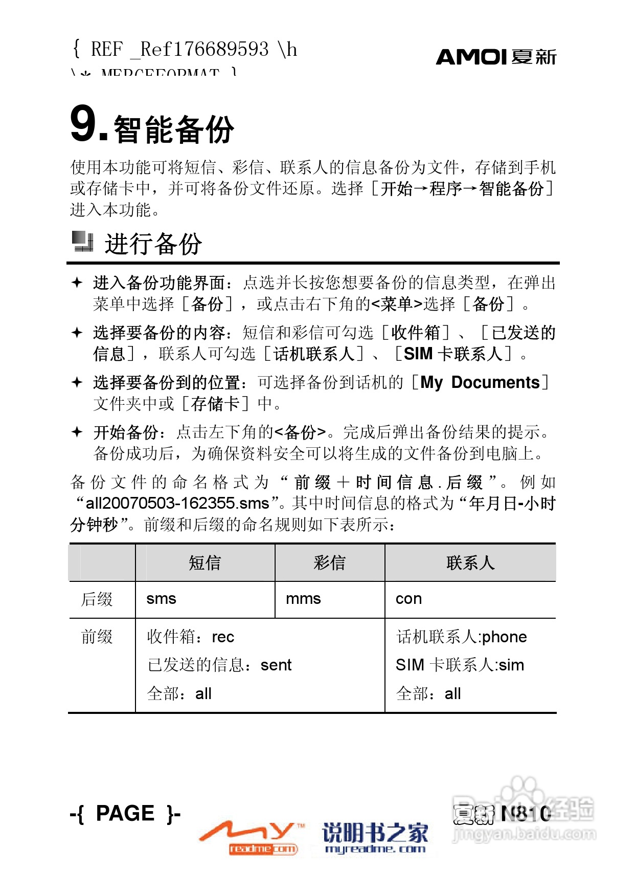 夏新N810手机使用说明书:[9]