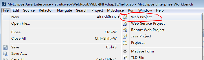 用MyEclipse开发struts程序
