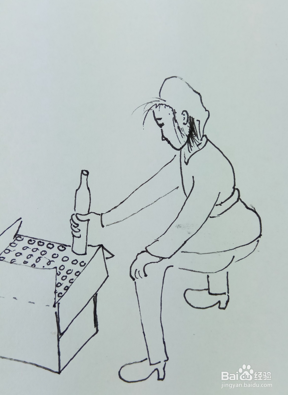 怎样画简笔画“将瓶子装箱”？