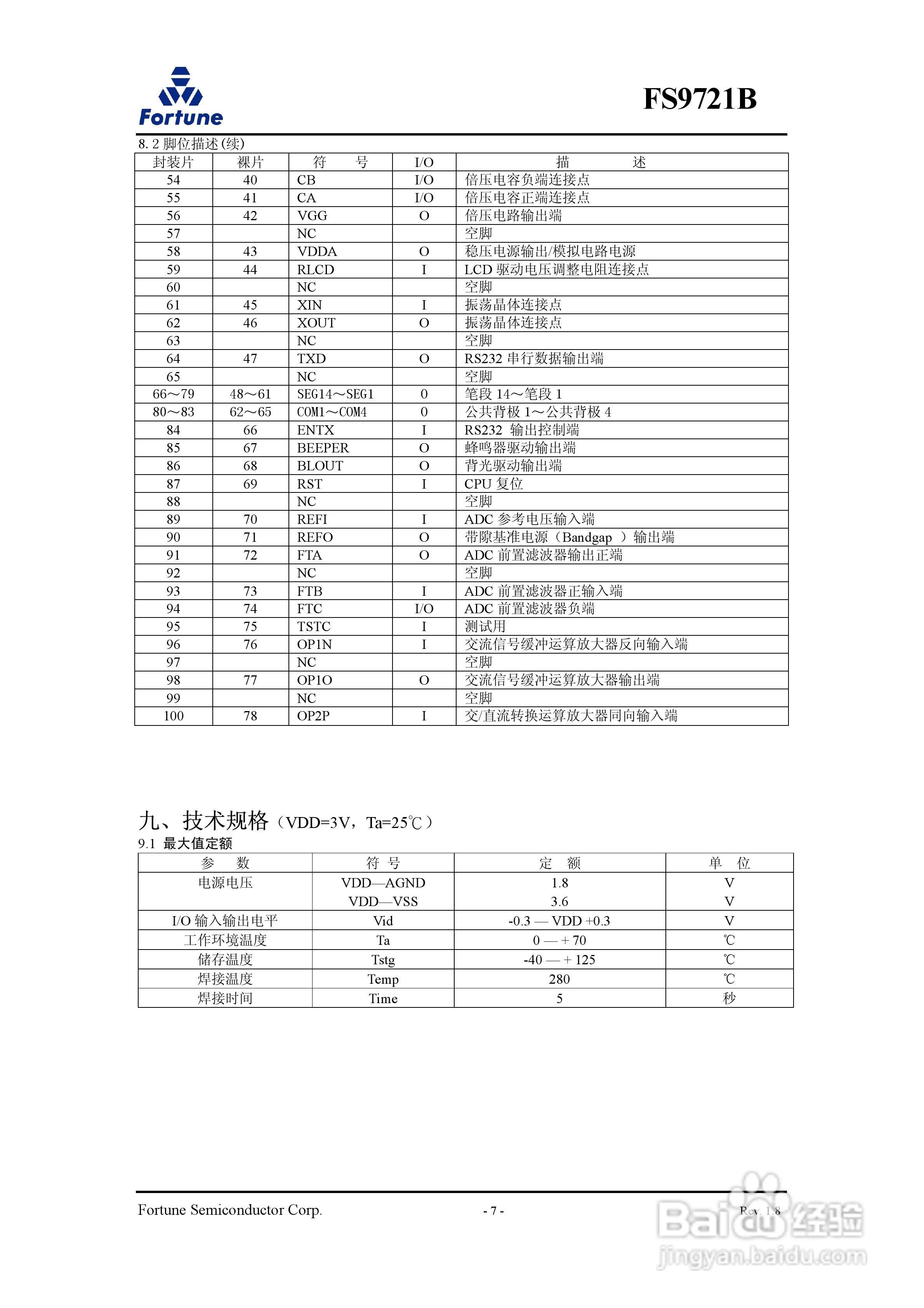 Fortune FS9721B数字多用电表专用集成电路说明书:[1]