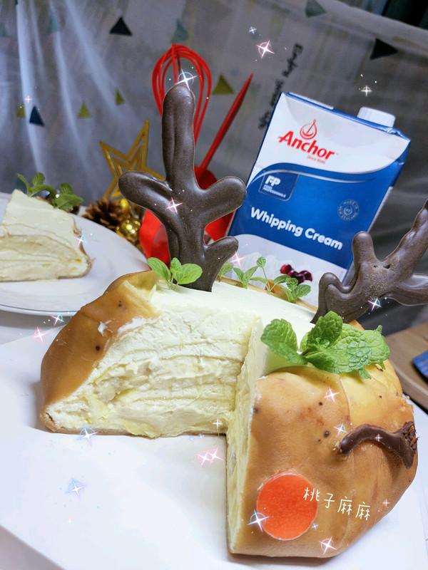 圣诞麋鹿榴莲千层蛋糕