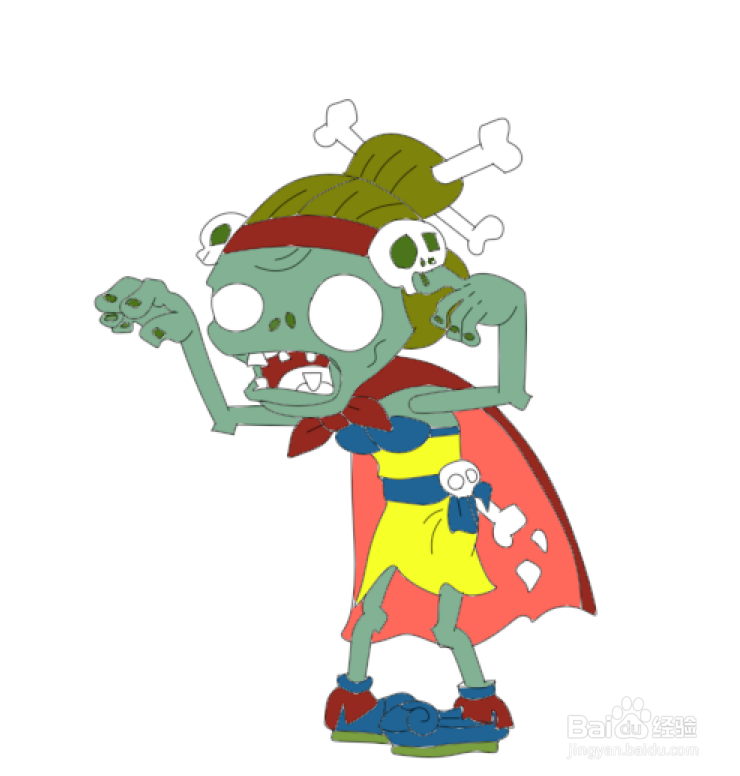 简笔画--植物大战僵尸之白骨精僵尸的画法