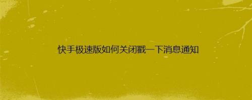 快手极速版如何关闭戳一下消息通知