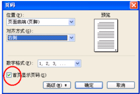 从第二页开始设置页码