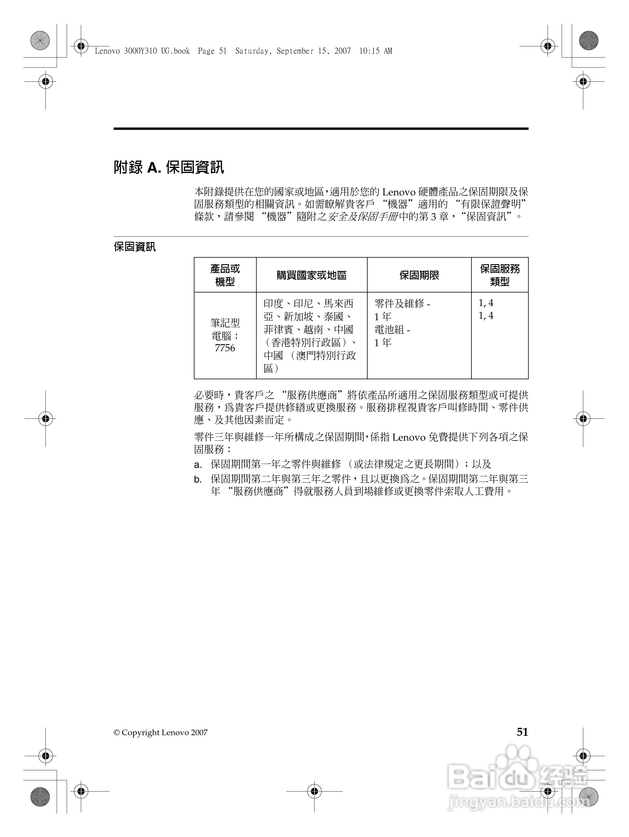 联想Lenovo 3000 Y310笔记本电脑使用说明书:[6]