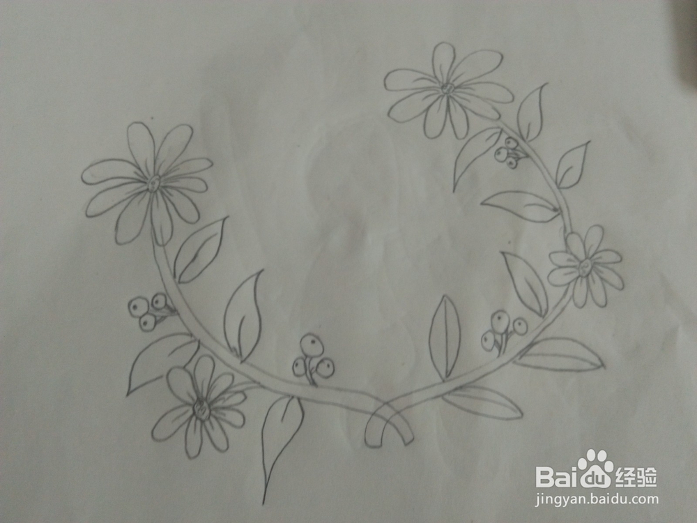 手账花边之清新的花环怎么画