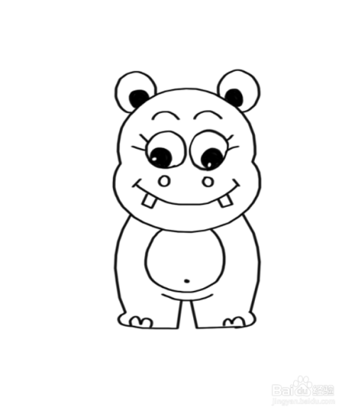 卡通河马简笔画怎么画