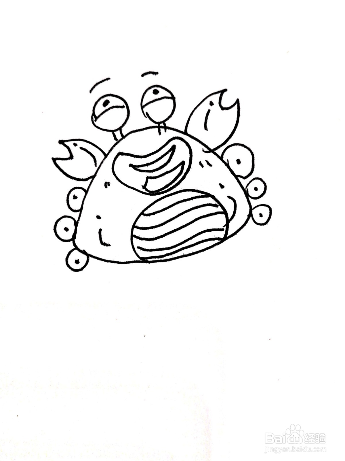调皮的螃蟹线描画怎么画