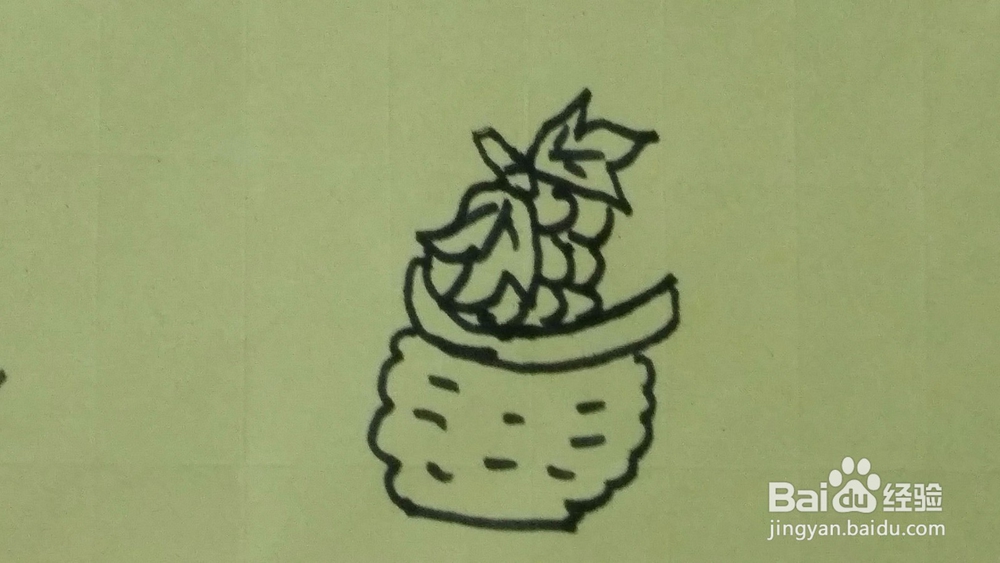 竹篓里的葡萄幼儿绘画