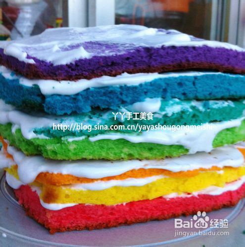 彩虹！各种彩虹——彩虹内心MM豆心形蛋糕