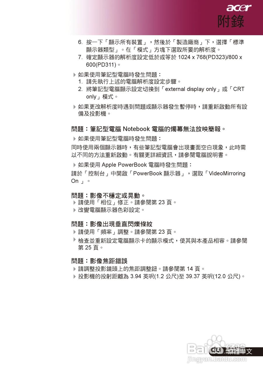 宏基PD311投影机使用说明书:[4]