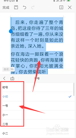 手机WPS文档中如何更改文字大小