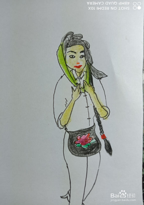 怎样画简笔画爱美的长辫子女孩?