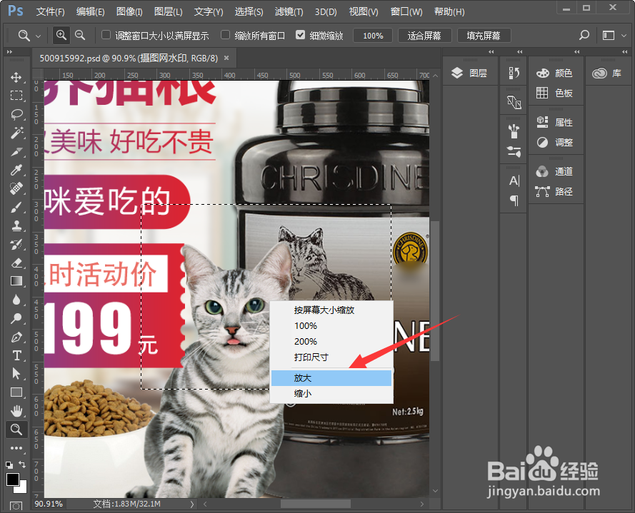ps怎么将指定区域的图片放大