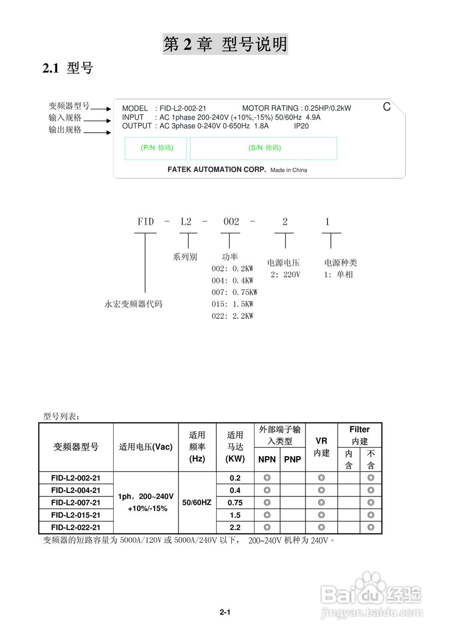 FATEK FID-L2-022-21变频器使用说明书:[1]