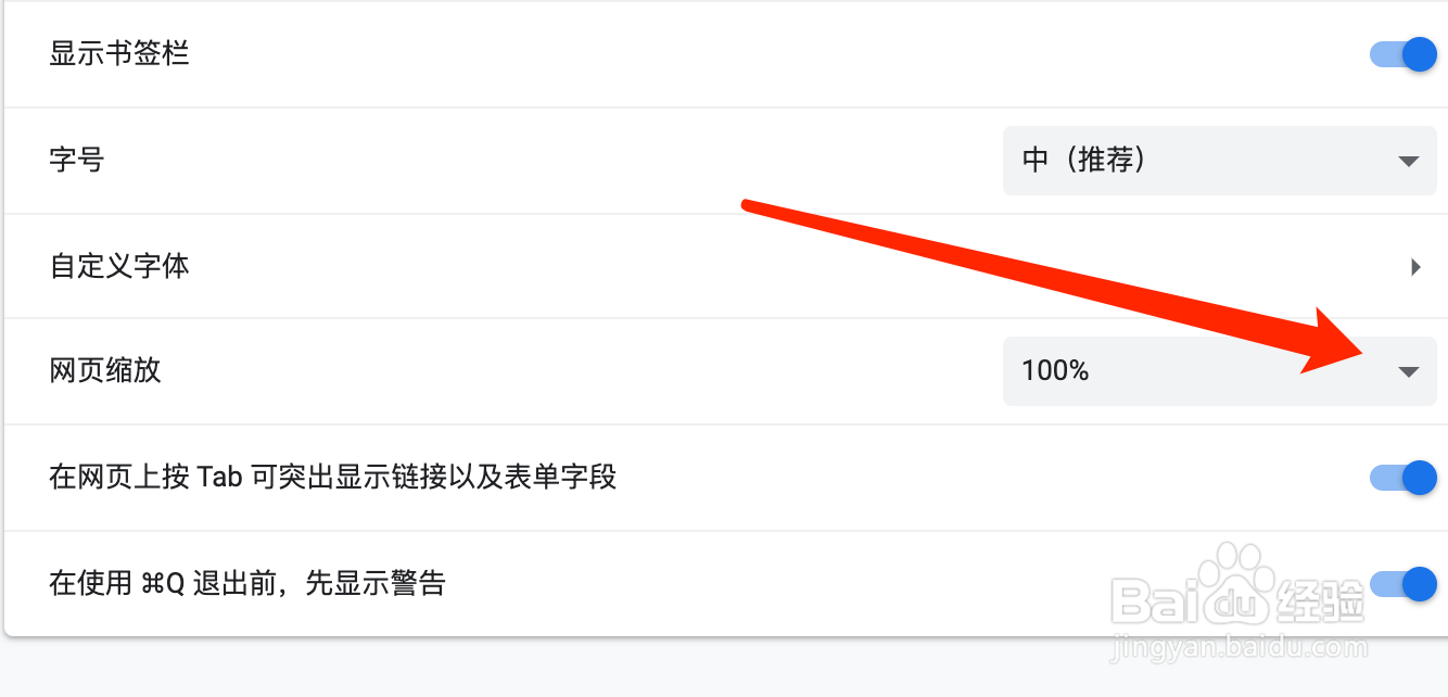 Mac版谷歌浏览器如何设置缩放比例?