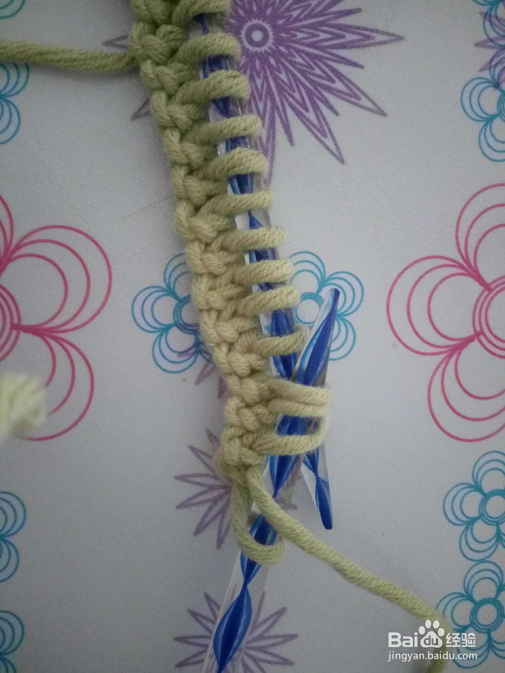 棒针菠萝花的织法
