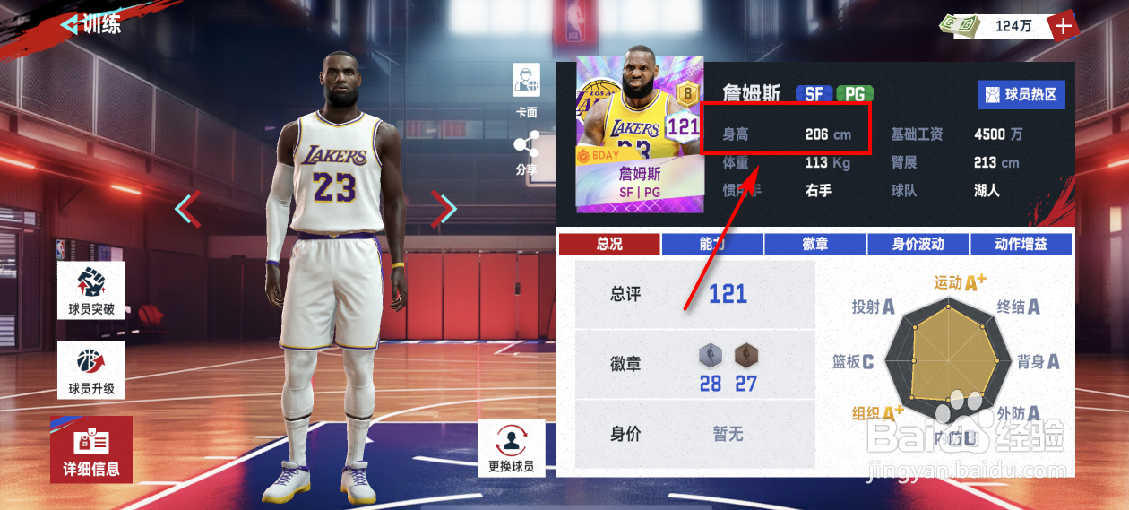 NBA巅峰对决怎么查看球员身高