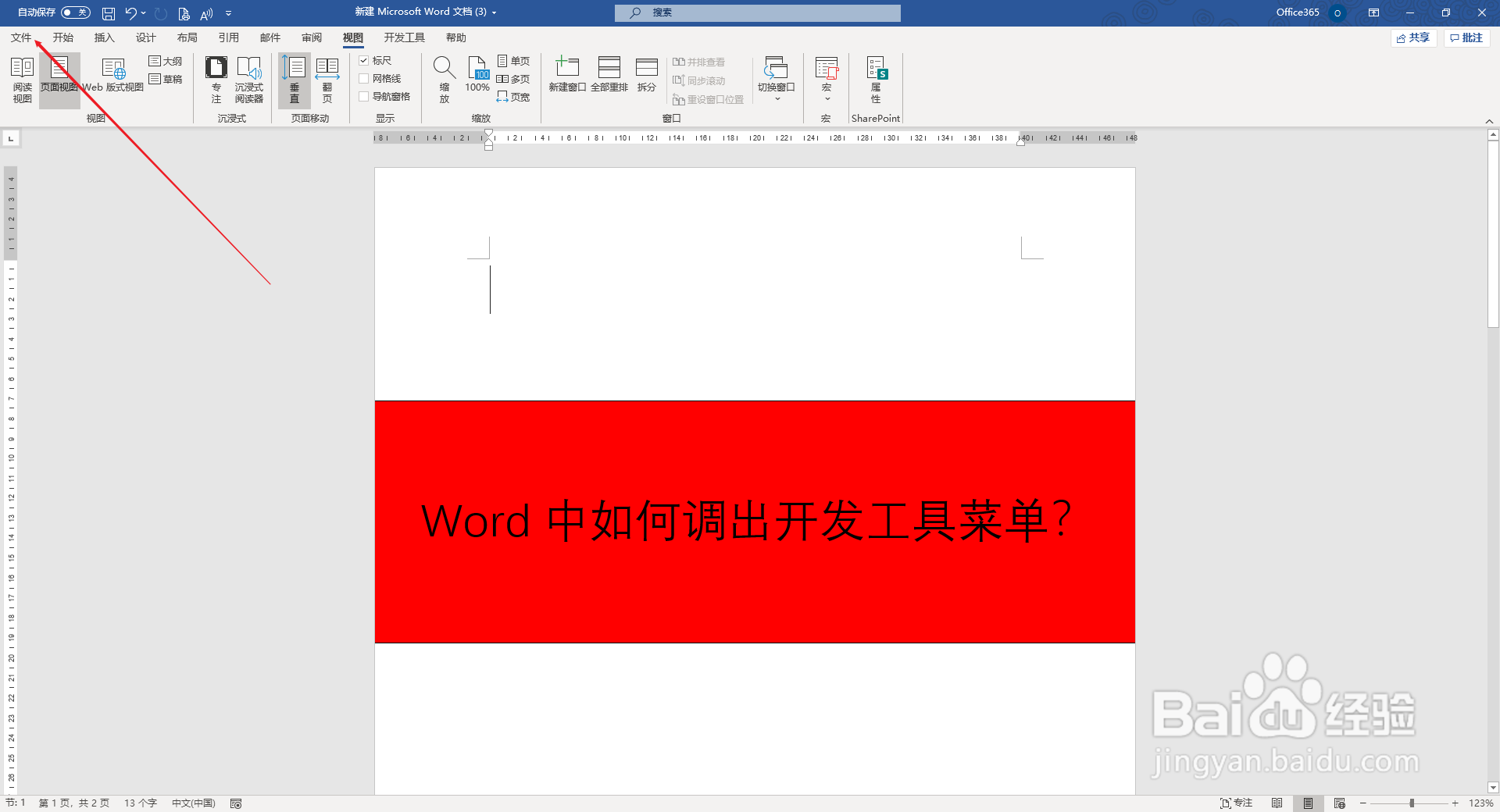 Word中如何调出开发工具菜单